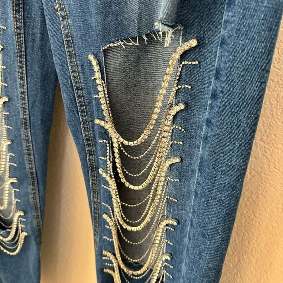 NWT Kiwi RHINESTONE CUT-OUT JEANS - Picture 10 of 10